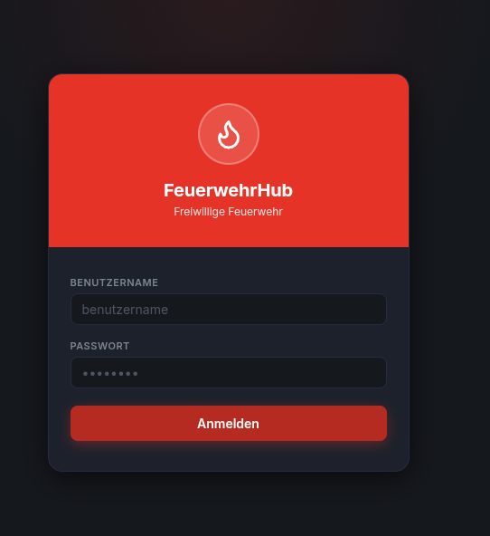 FeuerwehrHub Anmeldeseite